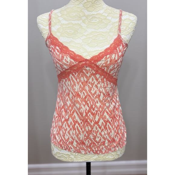 Tart Intimates Womens Babydoll Cami Top M Ivory‎ Orange Coquette Lace Y2K Style - Picture 1 of 8